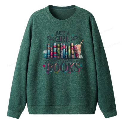 Pagewings Just A Girl Who Loves Books Unisex Knit Sweatshirt