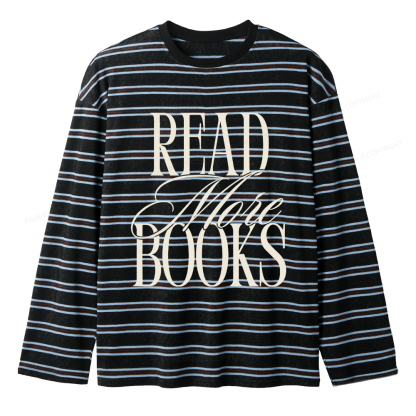 Pagewing Dog Loving Coffee Drinking Book Reading Unisex Striped Long Sleeve T-Shirt