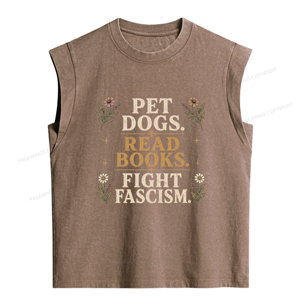 Pagewings Fascism Book Lover Women's Washed Tank Top