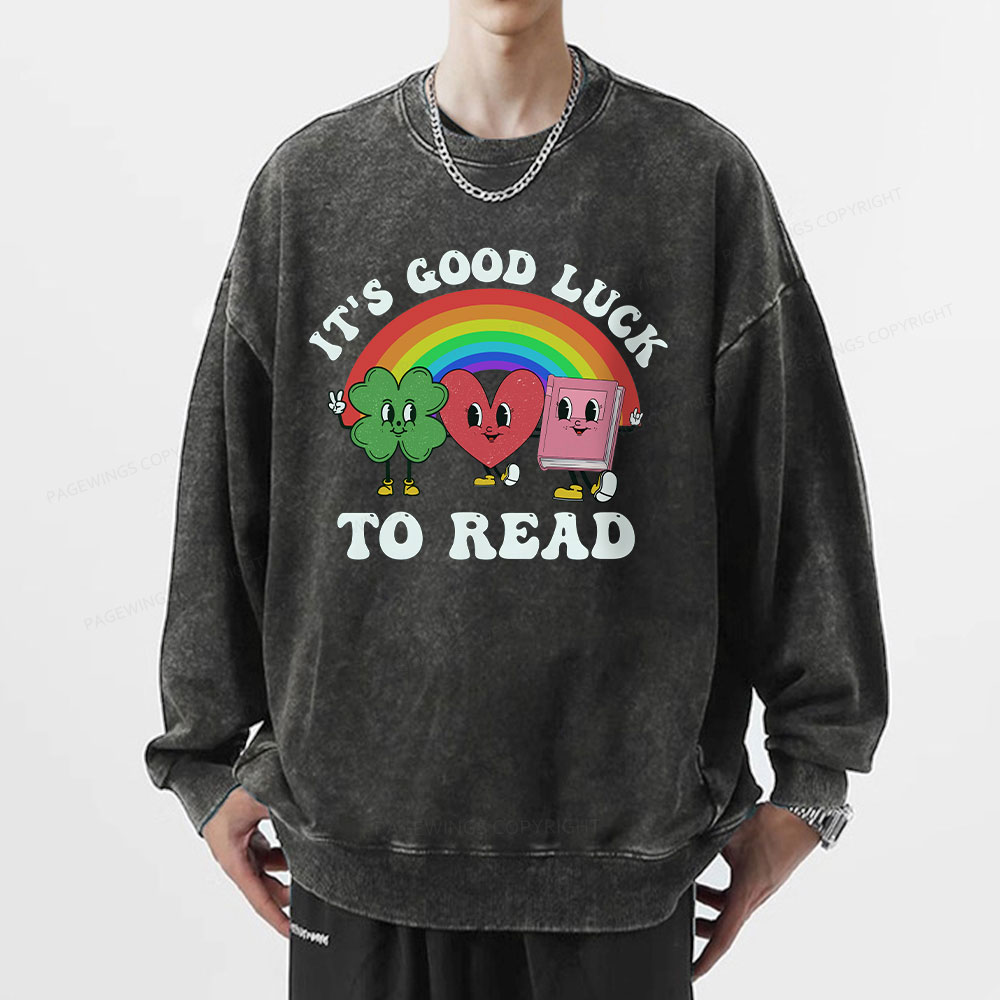 Pagewings St. Patrick's Day Librarian Unisex Washed Sweatshirt
