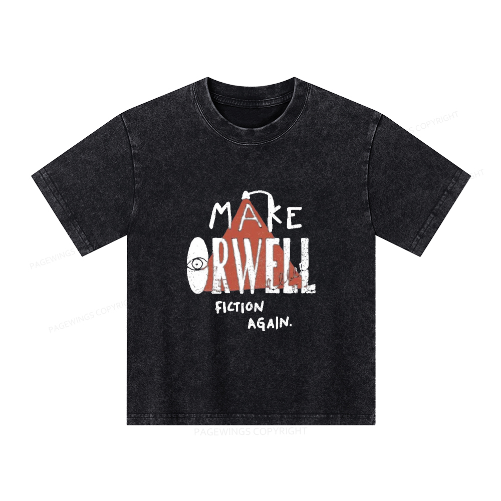 Pagewings Make Orwell Fiction Again Unisex Kids Washed T-shirt