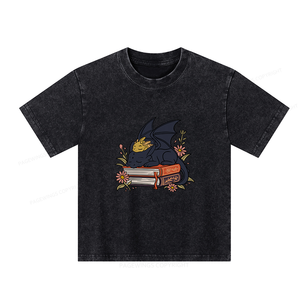 Pagewings Dragon Book Unisex Kids Washed T-shirt