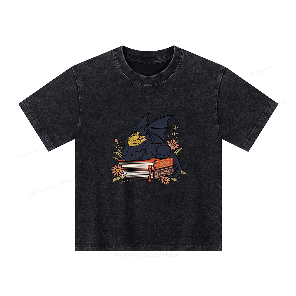 Pagewings Dragon Book Unisex Kids Washed T-shirt
