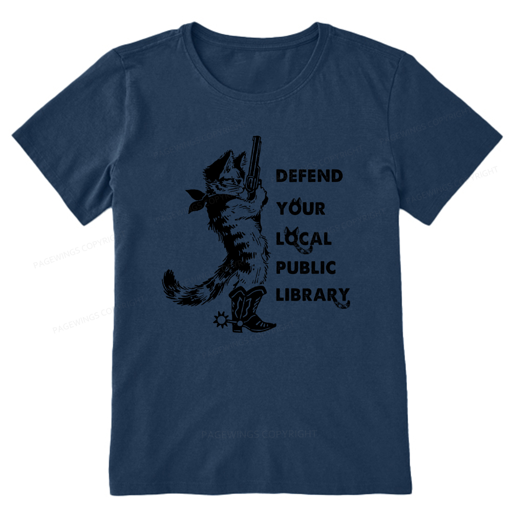 Pagewings Cat Defend Your Local Public Library Unisex Classic T-shirt