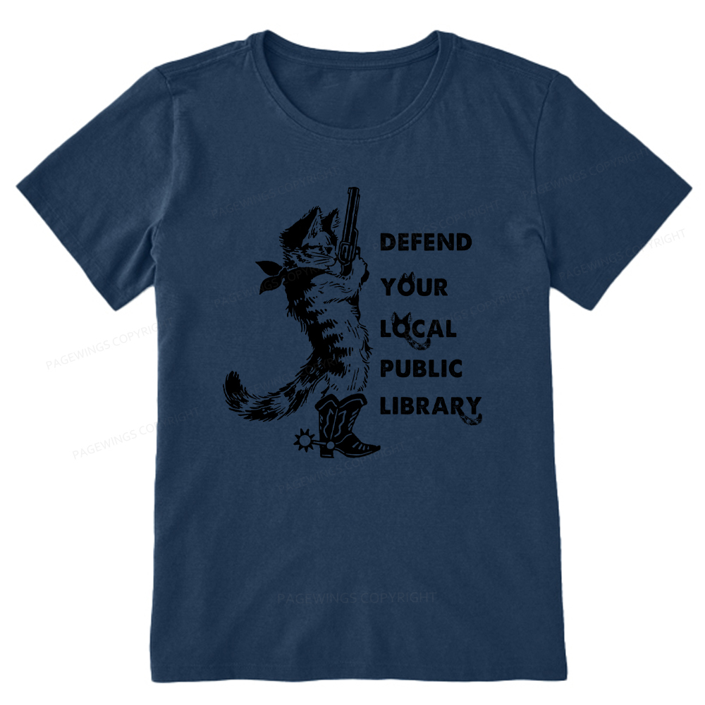 Pagewings Cat Defend Your Local Public Library Unisex Classic T-shirt
