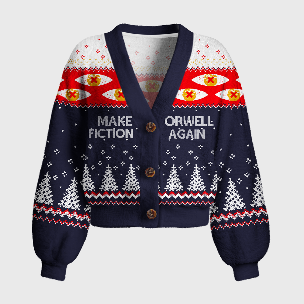 Pagewings Dystopian Book Lovers Women's Cardigan Sweater
