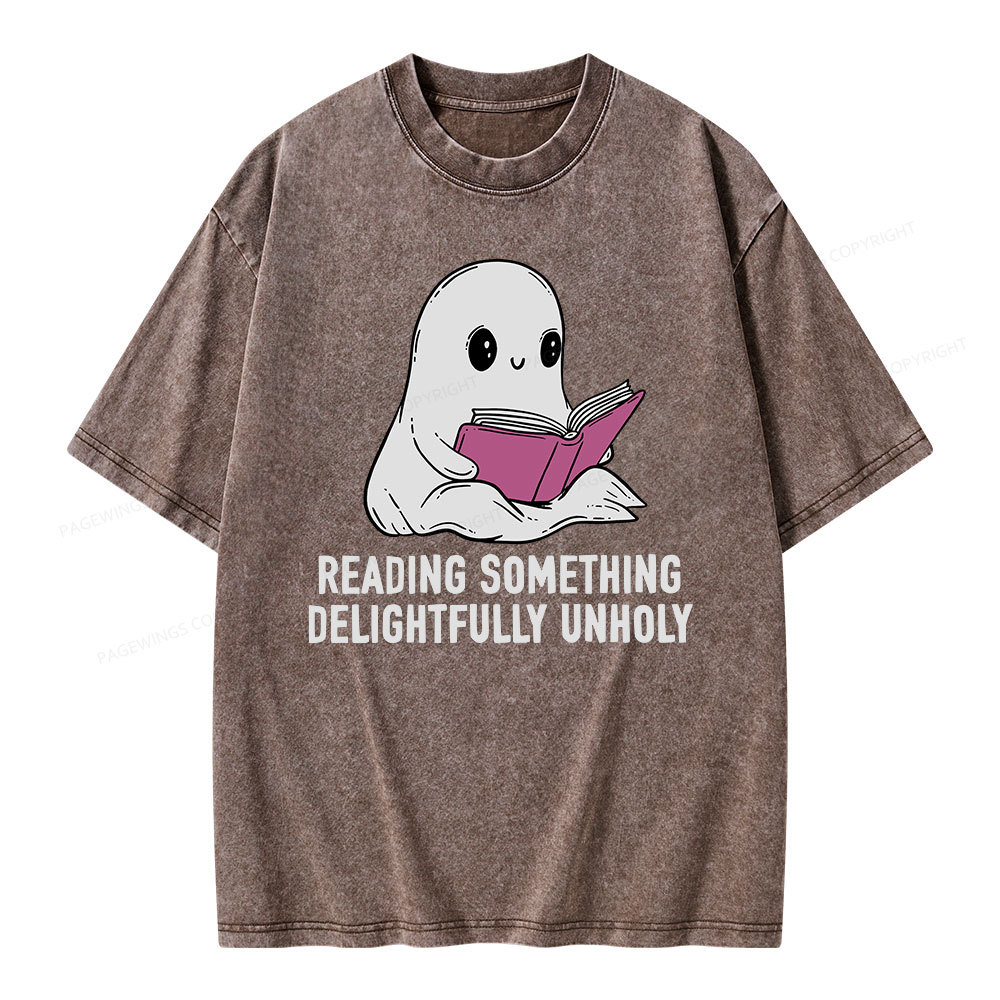 Pagewings reading something delightfully unholy Unisex Washed T-shirt