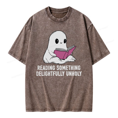 Pagewings reading something delightfully unholy Unisex Washed T-shirt
