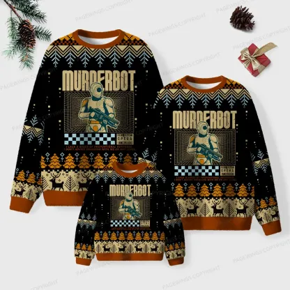 Pagewings Murderbot Unisex Ugly Knit Sweatshirt