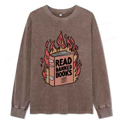 Pagewings Read Banned Books Unisex Washed Long Sleeve T-shirt