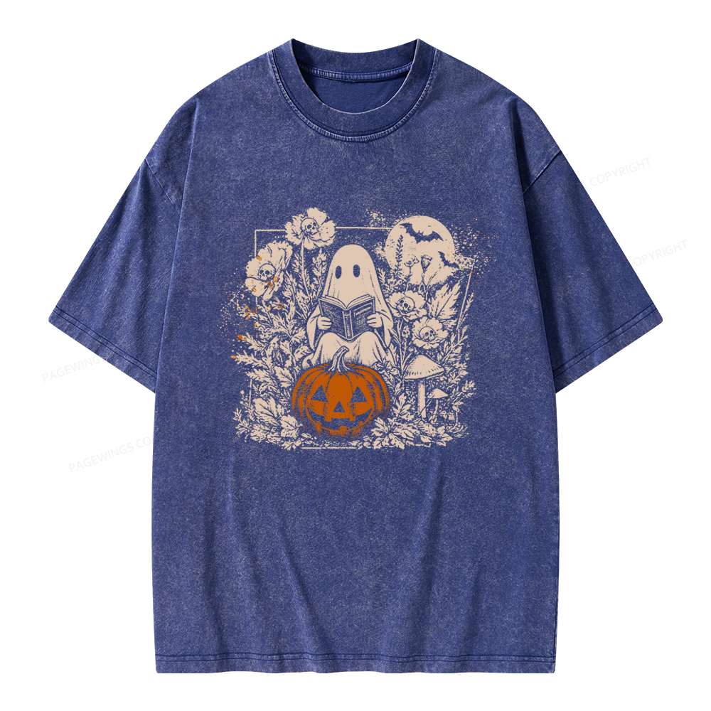 Pagewings Halloween Fall Ghost Unisex Washed T-shirt