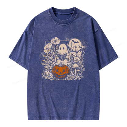 Pagewings Halloween Fall Ghost Unisex Washed T-shirt