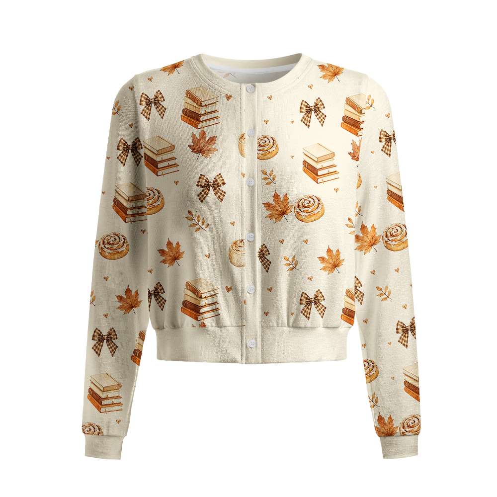 Pagewings Ghosts Love Reading Crew Neck Cardigan Sweaters