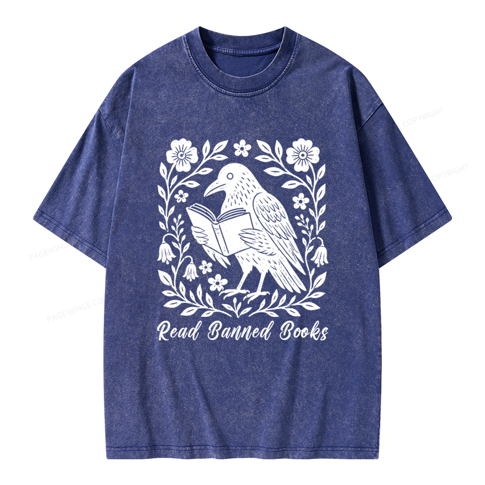 Pagewings Read Banned Books Unisex Washed T-shirt