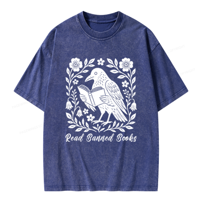 Pagewings Read Banned Books Unisex Washed T-shirt