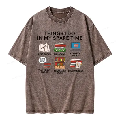 Pagewings Books Reading In My Spare Time Unisex Washed T-shirt