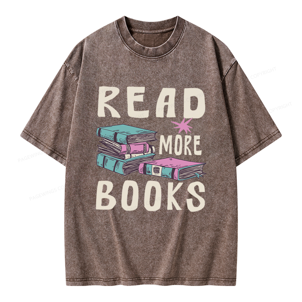 Pagewings 90s Vintage Read More Books Unisex Washed T-shirt