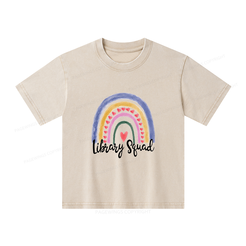Pagewings Librarian Tee Library Team Tee Library Squad Shirt Unisex Kids Washed T-shirt
