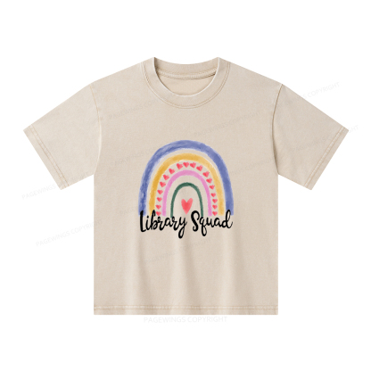 Pagewings Librarian Tee Library Team Tee Library Squad Shirt Unisex Kids Washed T-shirt
