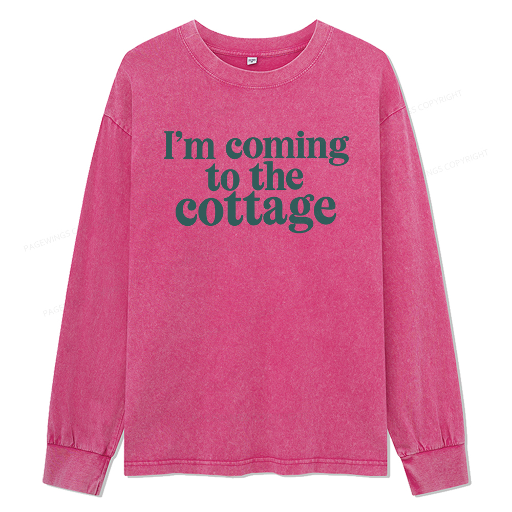 Pagewings I'm Coming To The Cottage Unisex Washed Long Sleeve T-shirt