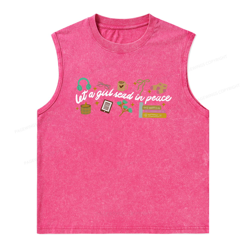 Pagewings Let a Girl Read in Peace Unisex Washed Tank Top
