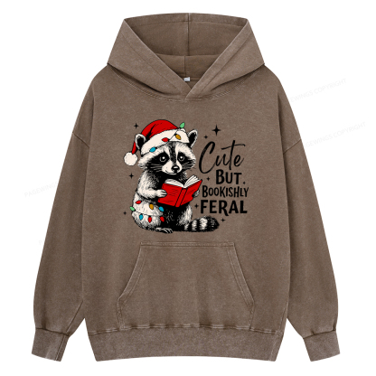 Pagewings Cute But Feral Unisex Washed Hoodie