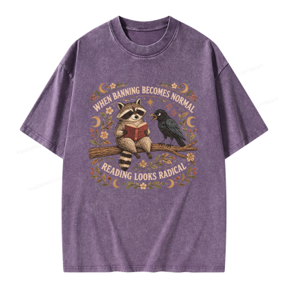 Pagewings When Banning Becomes Normal Unisex Washed T-shirt