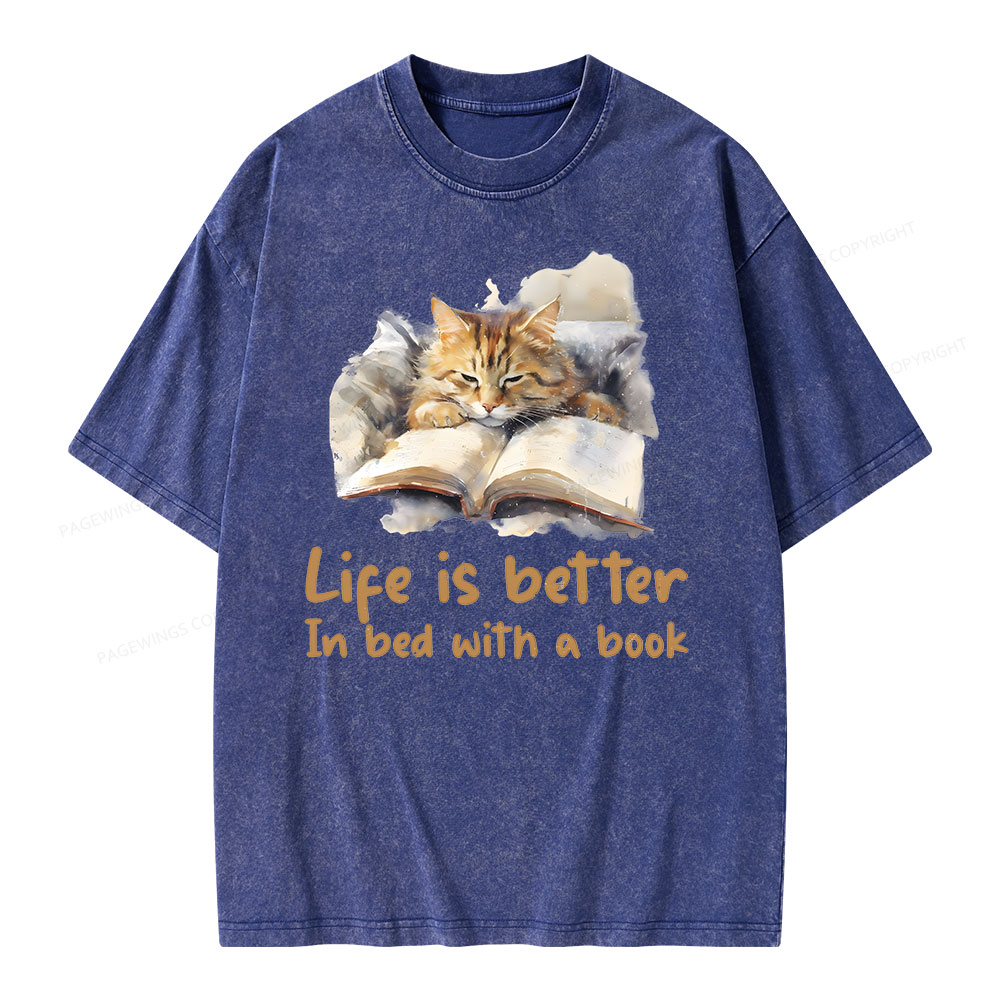 Pagewings Life Is Better In Bed png Unisex Washed T-shirt
