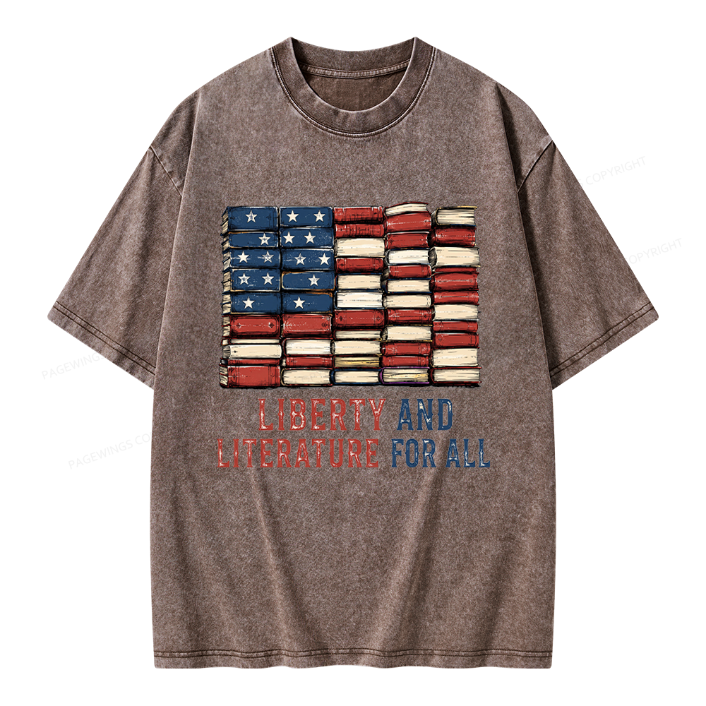 Pagewings Liberty and Literature Unisex Washed T-shirt