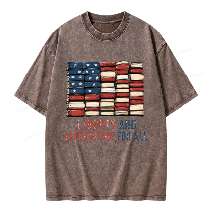 Pagewings Liberty and Literature Unisex Washed T-shirt