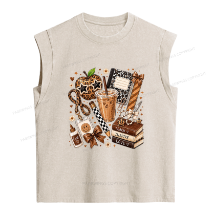 Pagewings Teacher Coffee Women's Washed Tank Top