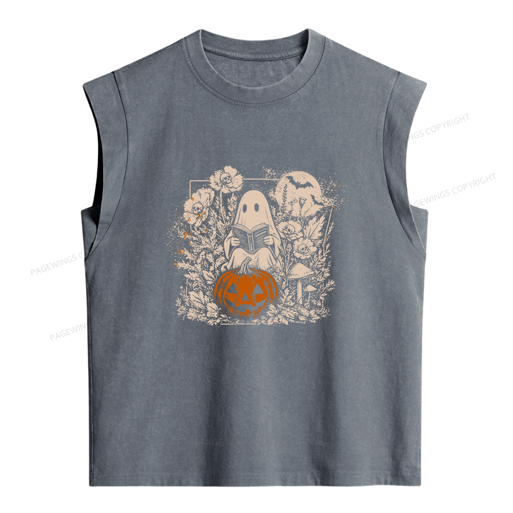 Pagewings Halloween Fall Ghost Women's Washed Tank Top