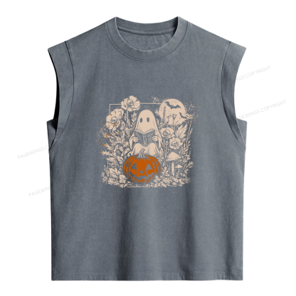 Pagewings Halloween Fall Ghost Women's Washed Tank Top