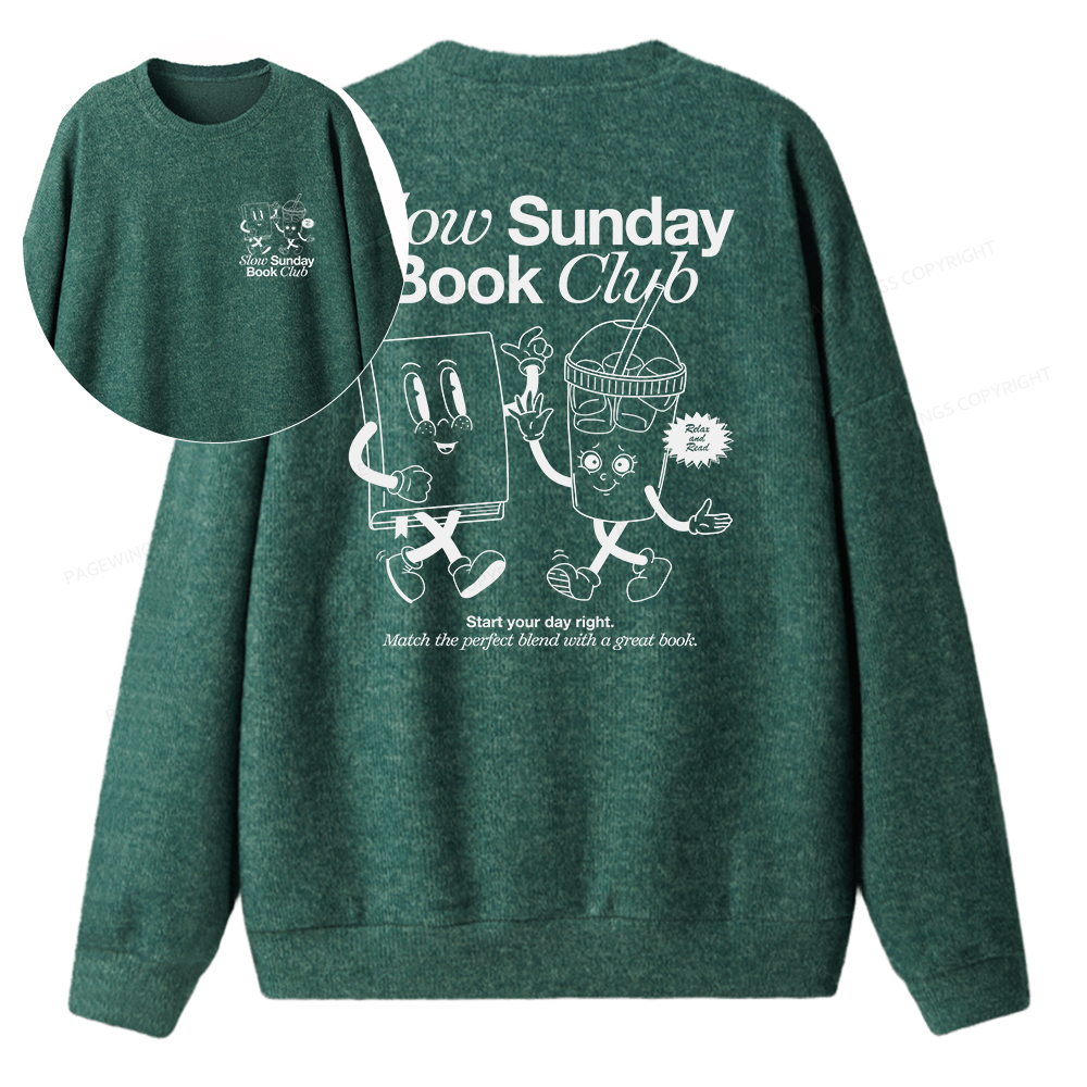 Pagewings Slow Sunday Book Club Unisex Knit Sweatshirt