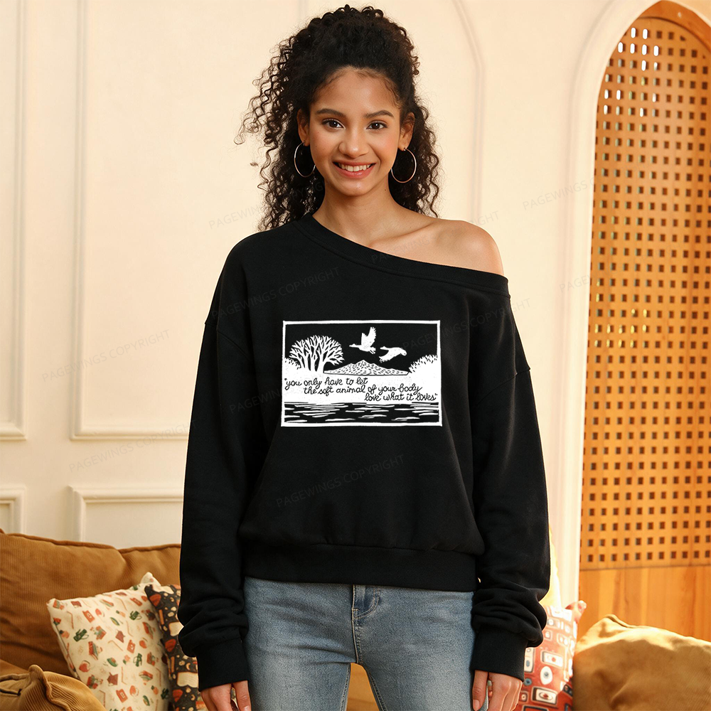 Pagewings Literary Poetry Women Off Shoulder Sweatshirt