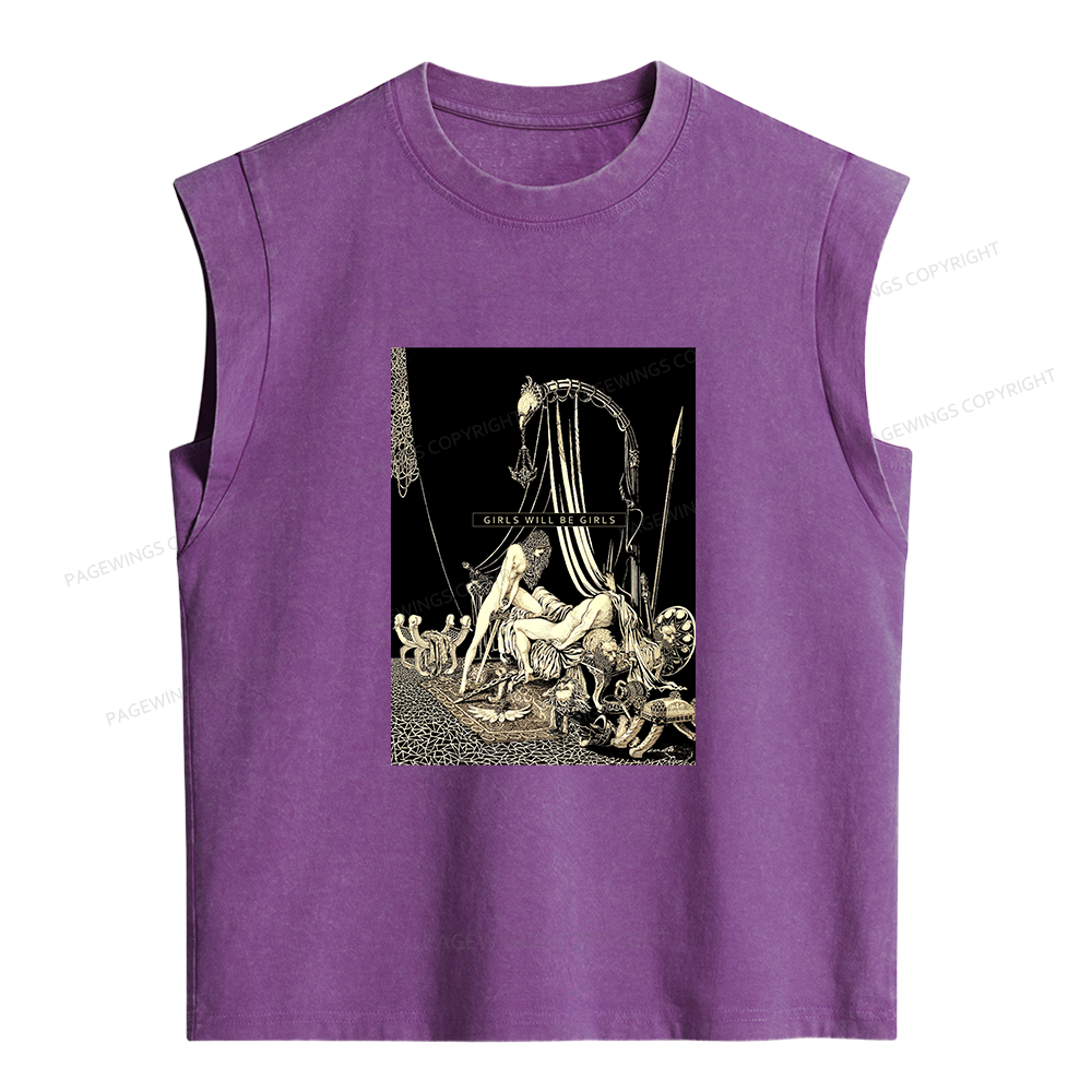 Pagewing Girls Will Be Girls Women's Washed Tank Top