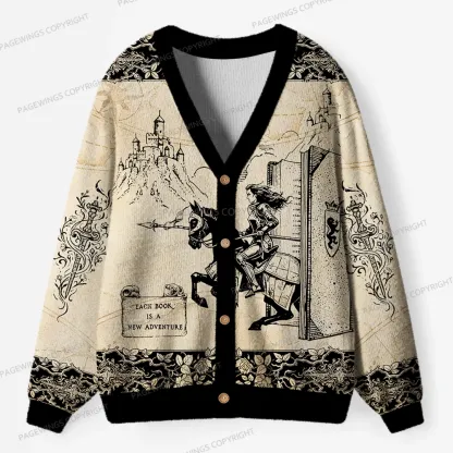 Pagewings Each Book Is A New Adventure Unisex Ugly Cardigan Sweaters