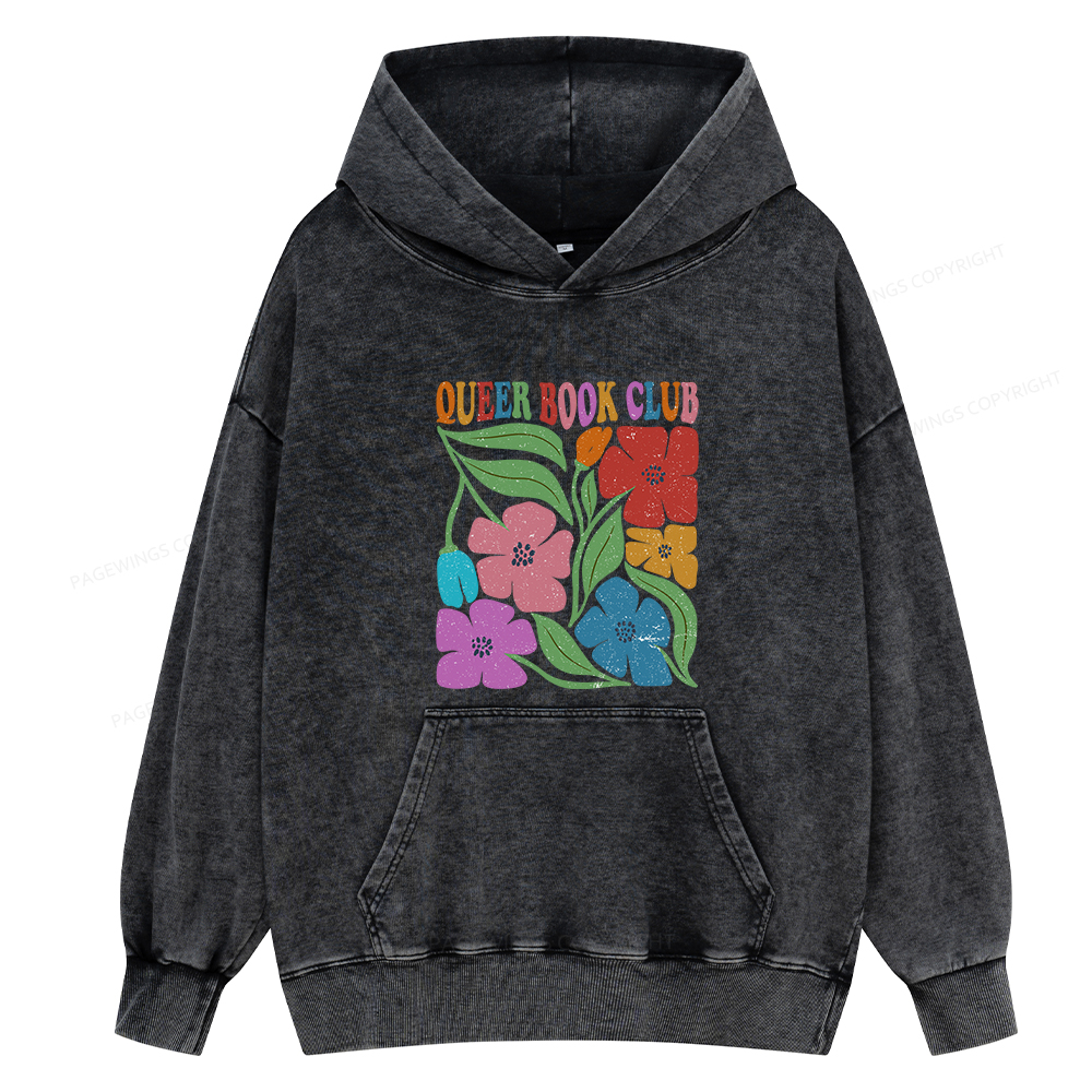 Pagewing Queer Book Club Unisex Washed Hoodie