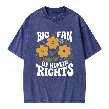 Pagewings Big Fan of Human Rights Unisex Washed T-shirt