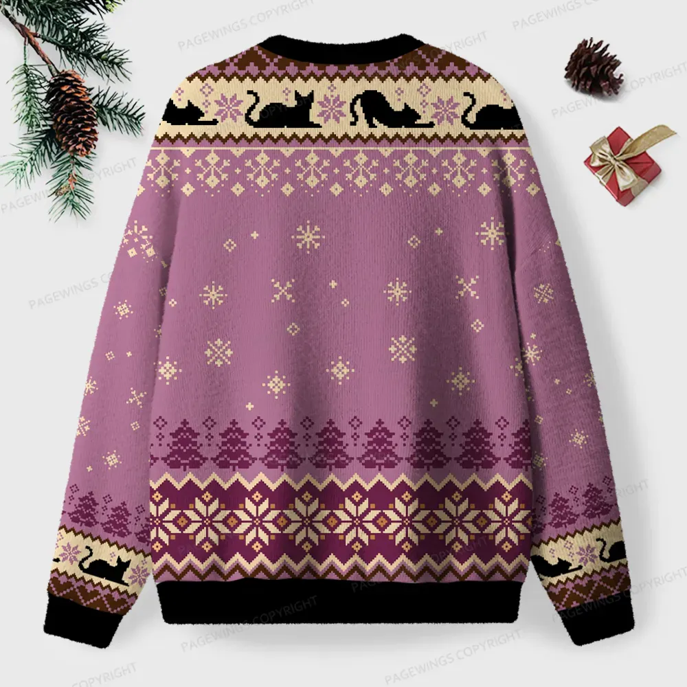 Pagewings Just a Book Loving Cat Unisex Ugly Knit Sweatshirt