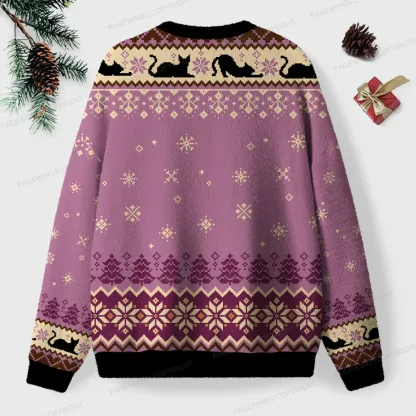 Pagewings Just a Book Loving Cat Unisex Ugly Knit Sweatshirt