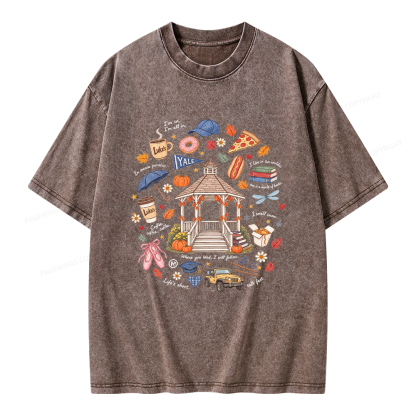 Pagewings Cozy Autumn Book Lover Unisex Washed T-shirt