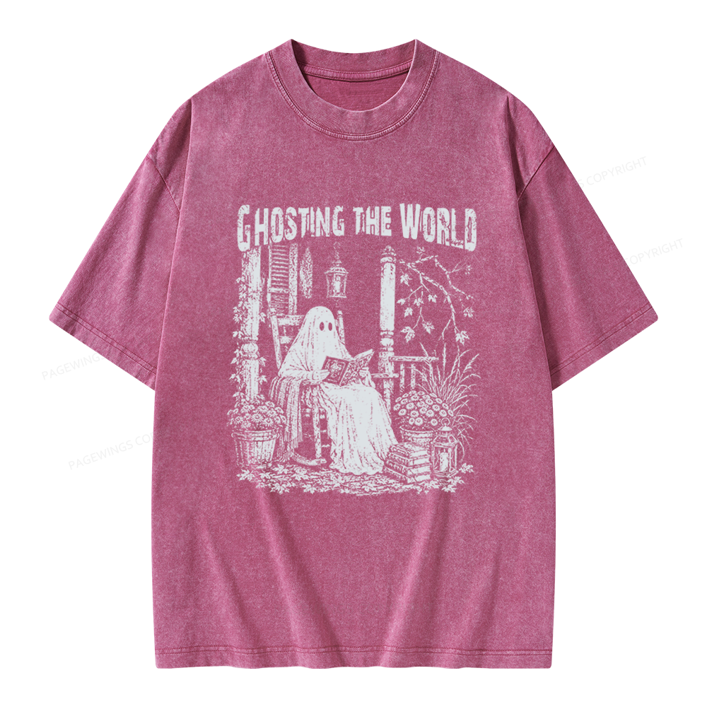 Pagewings Ghosting The World Unisex Washed T-shirt