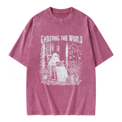 Pagewings Ghosting The World Unisex Washed T-shirt
