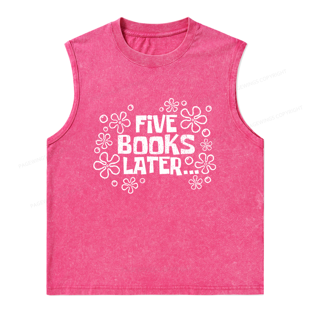 Pagewings Five Books Later Unisex Washed Tank Top