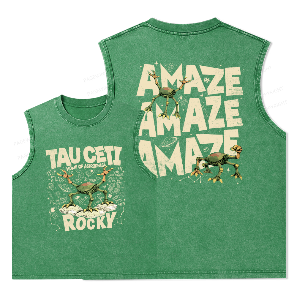 Pagewings Rocky Tau Ceti Home of Astrophage Unisex Washed Tank Top