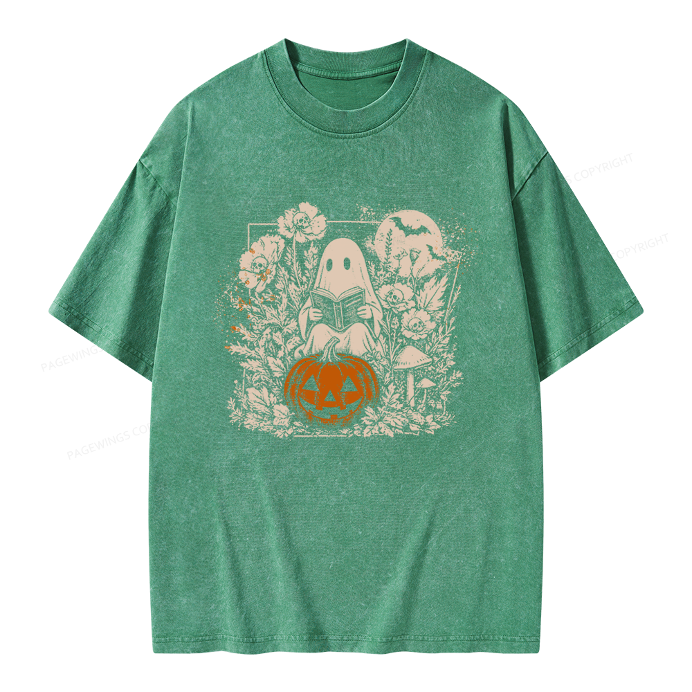 Pagewings Halloween Fall Ghost Unisex Washed T-shirt