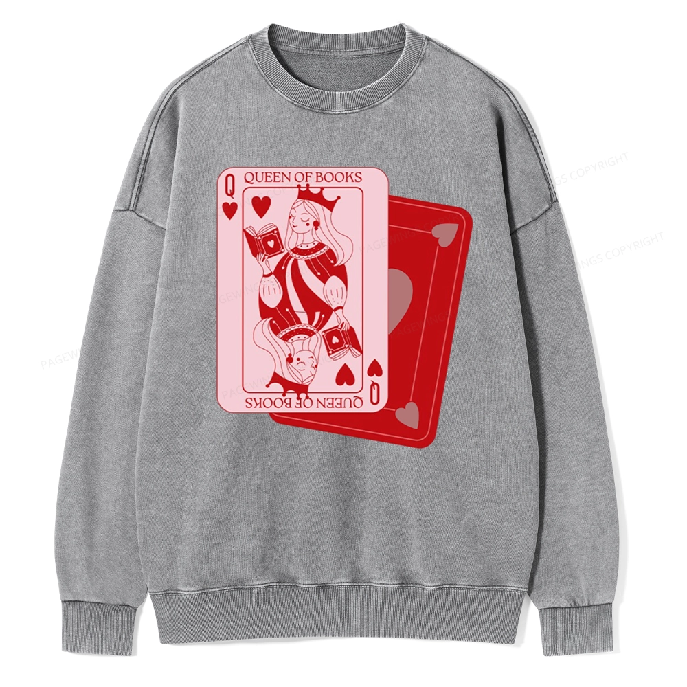 Pagewing Queen of Books Unisex Washed Sweatshirt