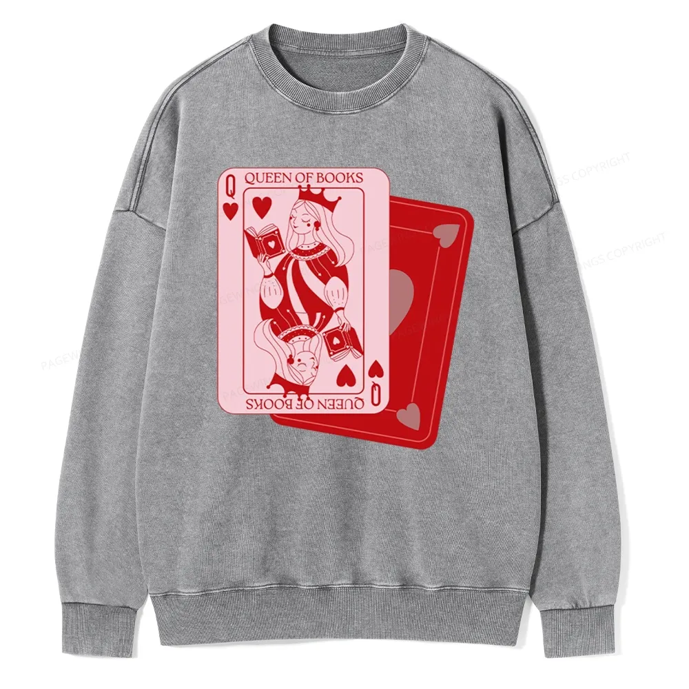 Pagewing Queen of Books Unisex Washed Sweatshirt