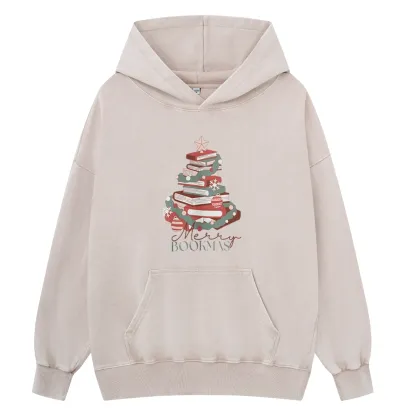 Pagewings Merry Bookmas Unisex Washed Hoodie